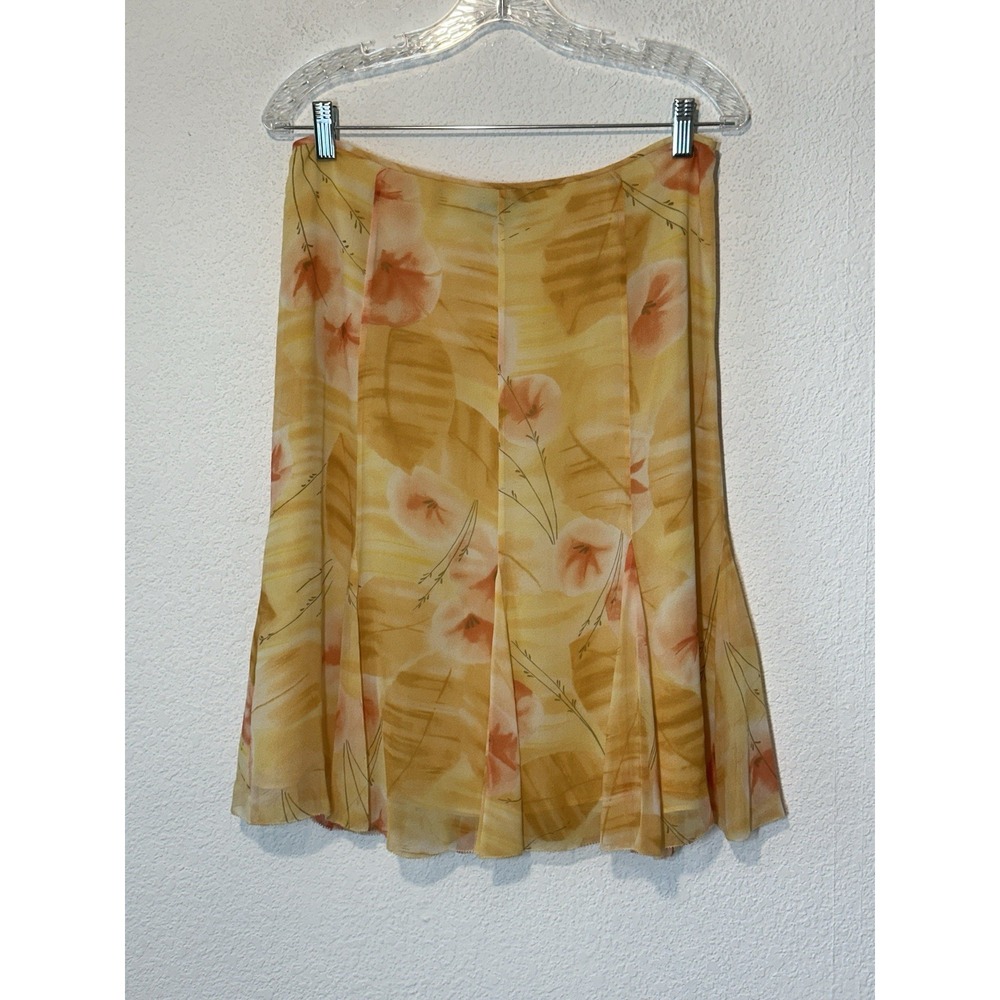 Pendleton Skirt Womens Sizeâ 10 Orange Floral 100% Silk Lined Fairy Cottagecore